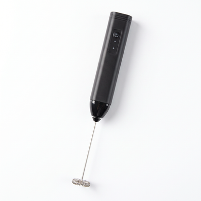 Gharkit electric milk frother, black handheld, stainless steel whisk