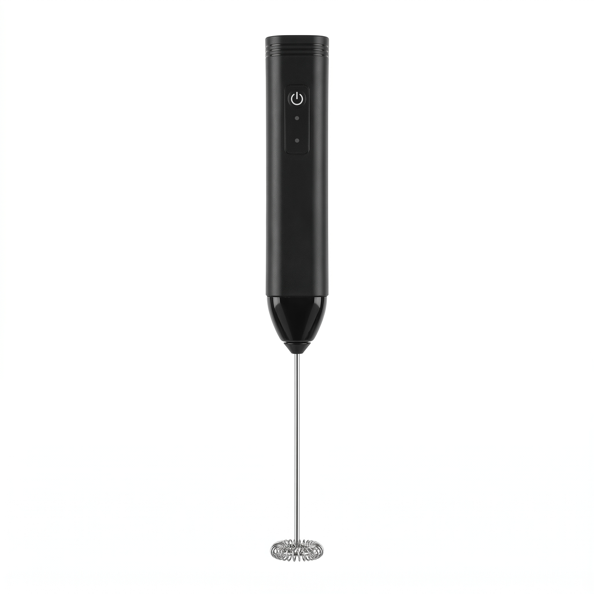 Electric milk frother front view with one-touch button