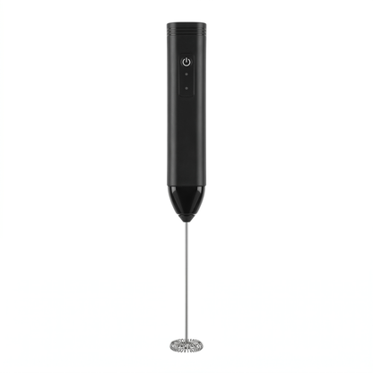 Electric milk frother front view with one-touch button