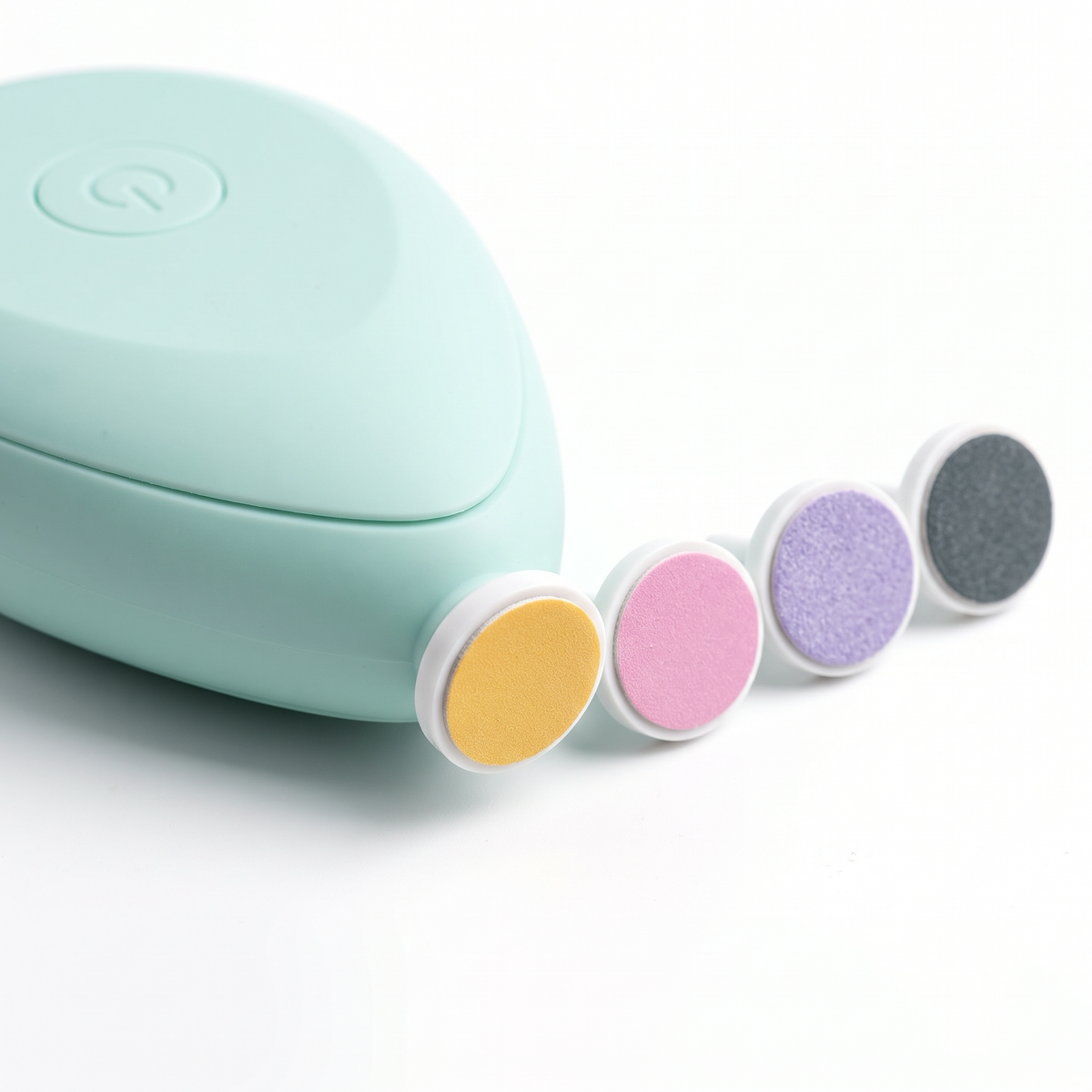 Four soft sanding heads for baby nail trimmer close-up