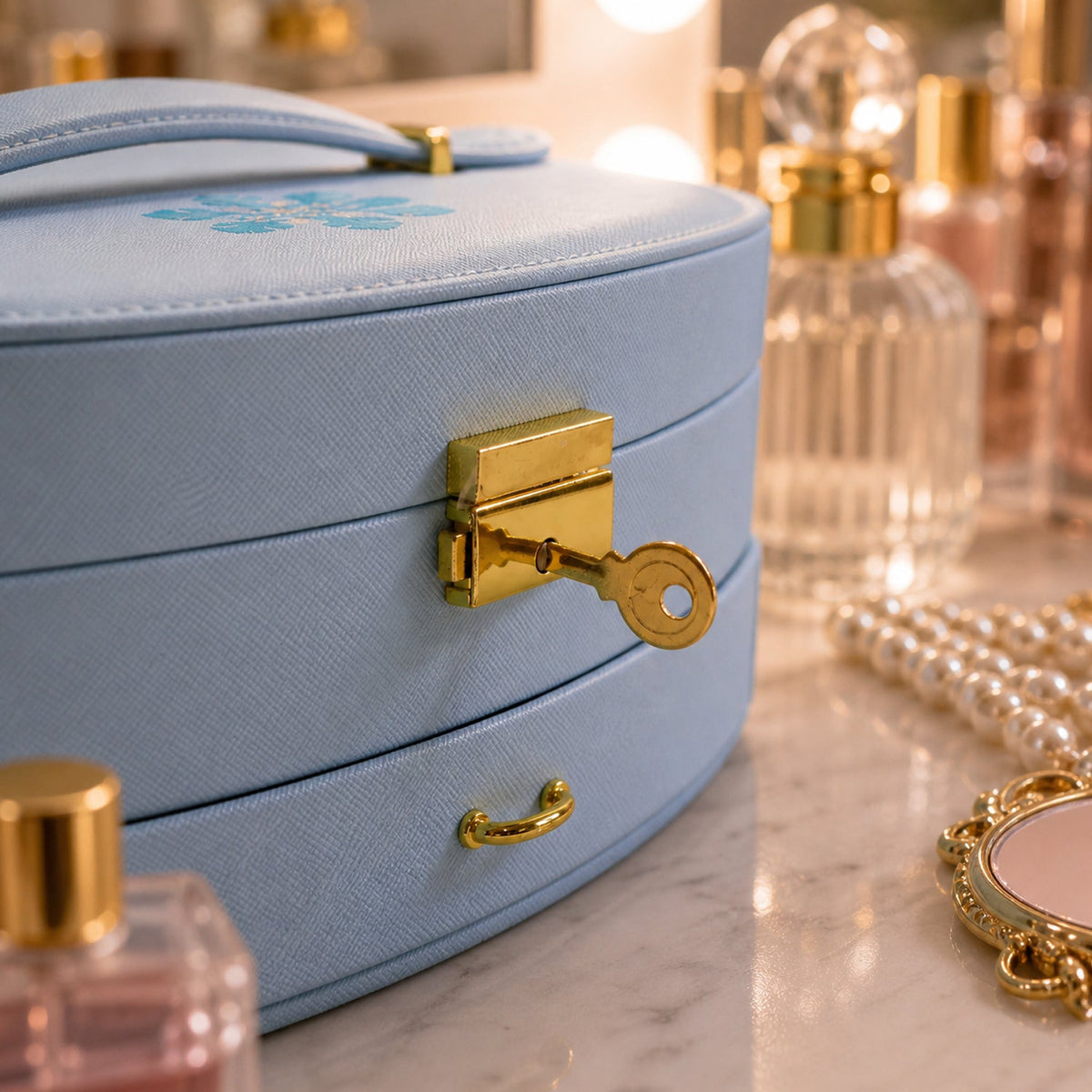 Lock and key on the jewellery box