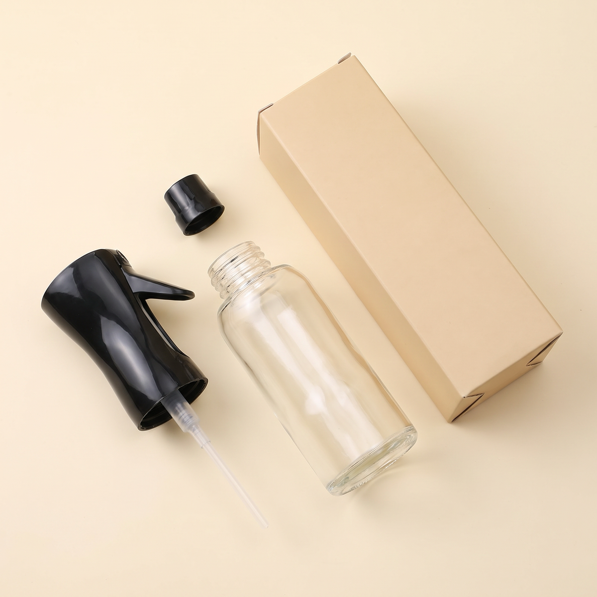 What's in the box: sprayer bottle, trigger head, nozzle cap and box